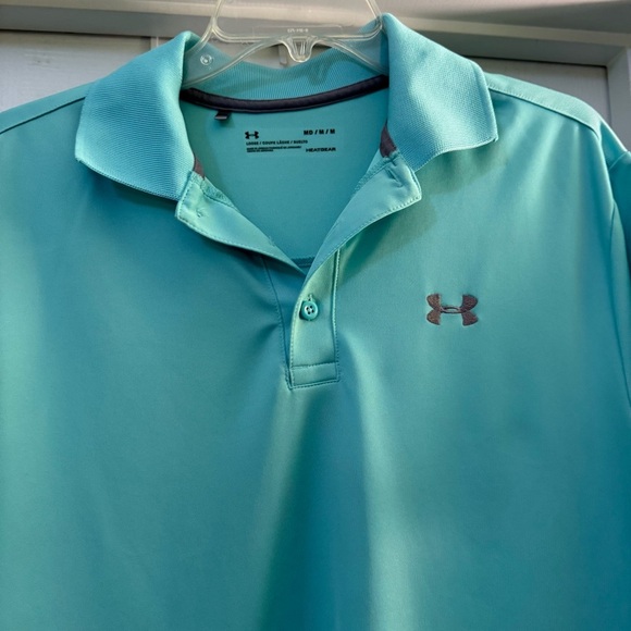 Under Armour Polo Style Loose Fit Short Sleeve Teal Shirt - Picture 2 of 6